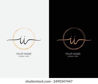 II initial handwriting vector logo template
