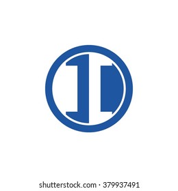 II initial letters circle business logo blue