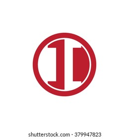 II initial letters circle business logo red