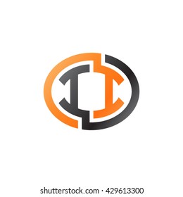 II initial letters looping linked ellipse logo orange black