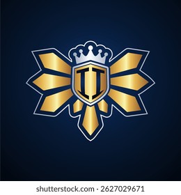 II initial letters monogram logo for gaming with shield and eagle wing