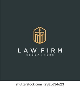 II initial logo monogram with shield and sword style design for law firm