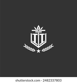 II diseño inicial del logotipo de la marca del monograma para la Imagen del Vector de la corona