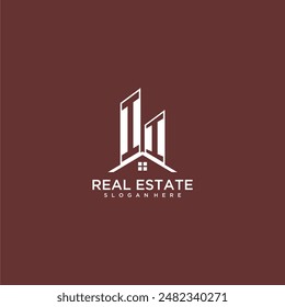 II initial monogram building and roof logo for real estate