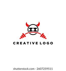 II initial monogram for fitnes or gym logo with devil style design
