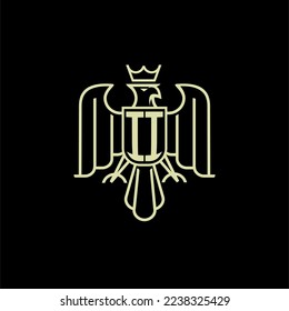 II initial monogram logo for eagle  crown image vector design