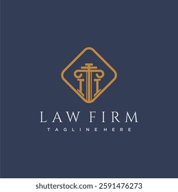 II initial monogram logo for lawfirm with pillar in creative square design
