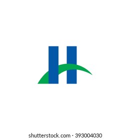 II initial overlapping swoosh letter logo blue green