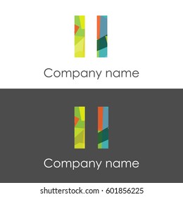 II letter abstract mosaic shape icon colorful