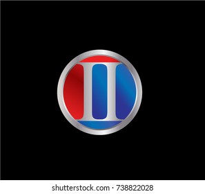 II Letter logo Design in a circle. Blue and silver colored

