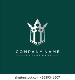 II letter monogram initial logo for shield and crown design