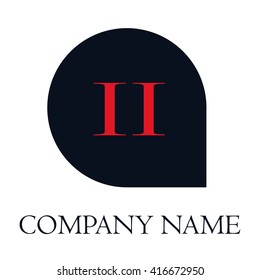  II Letters red , Abstract black background logo, Design identity in shape, Alphabet letter