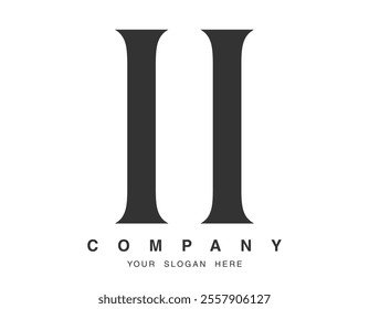 II logo design. Initial letter i and i serif font style. Creative classic company name typography. Trendy logotype or identity. Vector illustration.