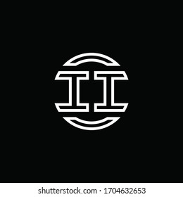 II logo monogram with negative space circle rounded design template