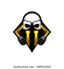 II Logo-Monogramm mit Skull-Shape-Designs-Vorlage