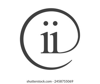 Logotipo II de dos letras con forma de círculo estilo de signo de correo electrónico. Yo y yo redondeamos el logotipo de la empresa de negocios para la identidad de marca.