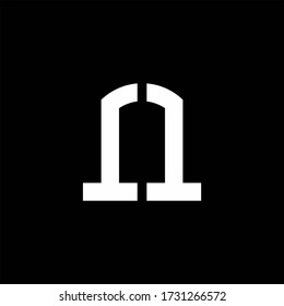 Logotipo de monograma II con diseño de forma curva aislado en fondo negro