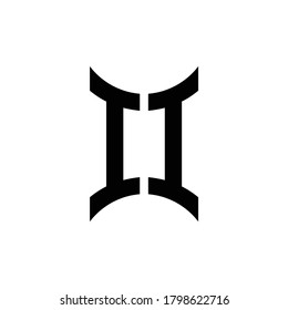 II monogram logo with curved side design template