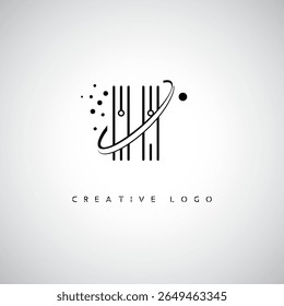 II Orbit Monogram Logo - Futuristic Minimal Letter mark with Circular Line Art, Tech-Inspired Dots and Space Motion Concept for Modern Branding Identity (Logotipo de Monograma de Órbita II - Marca de Letra Mínima Futurista com Linha de Arte Circular, Pontos Inspirados na Tecnologia e Conceito de Movimento Espacial para Identidade de Marca Moderna)