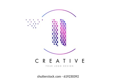 II I I Pink Magenta Dotted Bubble Letter Logo Design. Dots Lettering Vector Illustration