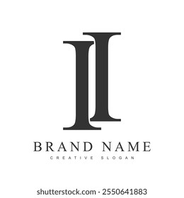 II trendy logotype template. Initial letter i and i classic font style. Creative logo for company name or identity. Vector illustration.