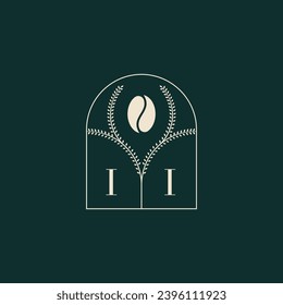II Einzigartige und einfache Logo-Design-Kombination aus Buchstaben und Kaffeebohne