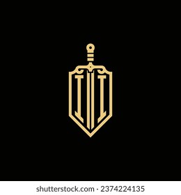 II vintage shield and sword initial logo in high quality professional design that will print well across any print media