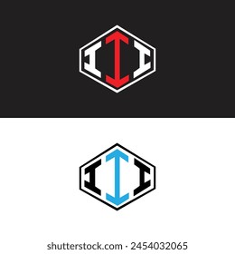 Diseño de logotipo de letra III en estilo seis. Polígono III, círculo, triángulo, hexágono, estilo plano y simple con el logotipo de la letra de la variación del color blanco y negro establecido en una mesa de trabajo. III logotipo minimalista y clásico