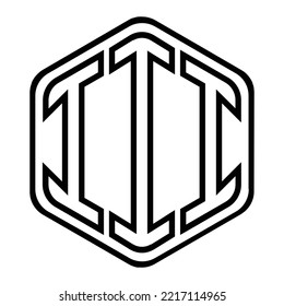 III three-letter polygon iconic logo design vector template, monogram, abstract, wordmark, letter mark, business, typography, flat, minimalist, brand, initial letter logo, symbol, geometric,  isolated