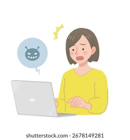 iIllustration of a woｍan panicking over infected computer