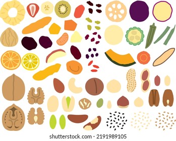 IIllustration set of various dry foods