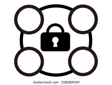 IIllustration of a simple padlock with a round heading surrounding it.