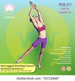 Iillustration of Yoga Exercises with full text description, names and symbols of the involved chakras. Female figure showing the position of the body, posture or asana in sitting position.