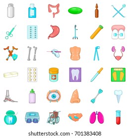 IIlness icons set. Cartoon style of 36 illness vector icons for web isolated on white background