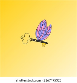 animación de ilustraciones de dibujos animados de clave de vuelo vectorial gráfico