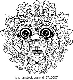 Iilustration Thai Mask Black White Drawing Stock Vector (Royalty Free ...