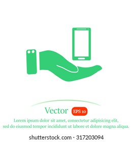 Iin the hands of the smartphone icon, vector illustration.