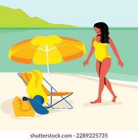 IInclusive Daily Routine - Latina woman sunbathing at the beach on a beautiful summer day