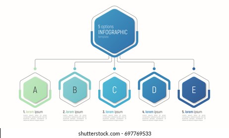 Iinfographic template for data visualization. 5 options. Vector illustration.