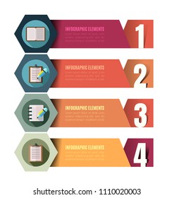 Iinfographic template. Minimal colorful numbered banners for diagram, graph, presentation, chart, step options, web design . 4 steps, parts, options. Vector background.