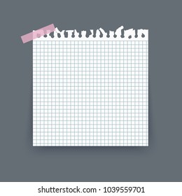 Iisolated realistic empty vector paper poster mockup, note, sticky,  banner and piece of paper with ripped edges on gray background.