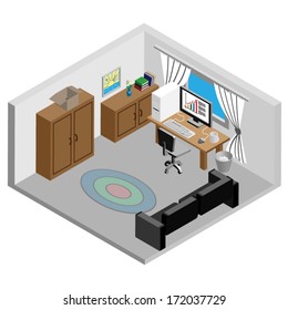 Iisometric Working Room Icon