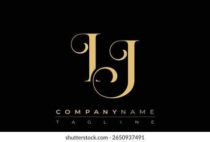 IJ Abstract Creative Jewelry Logo. A stylish logo featuring golden monogram initials in an elegant and modern typography, perfect for branding