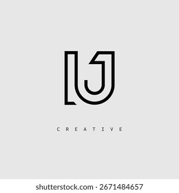 IJ Creative Letter Logo – Minimal Line Monogram in Black Outline for Modern Branding Identity Design.
