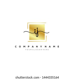 IJ handwriting initial logo template vector.