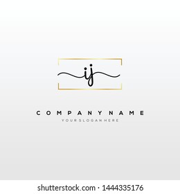 IJ handwriting initial logo template vector.