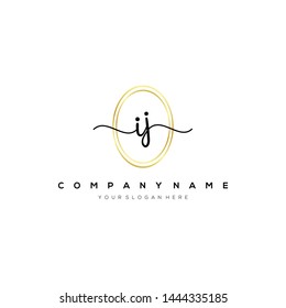 IJ handwriting initial logo template vector.