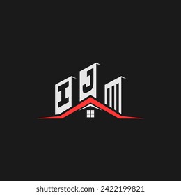 Design-Vektorgrafik für das Design des IJ-Logos für den ersten Bau von Immobilien
