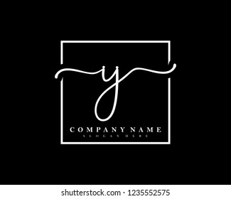 IJ Initial handwriting square minimalist logo vector