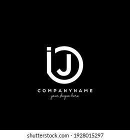 IJ Initial letter logo inside circle shape inside rounded black monogram